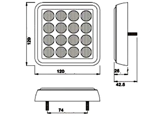 Мощный светодиодный фонарь заднего хода, задний 12x12 см TIR BUS