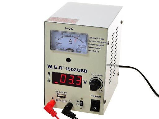 Zasilacz laboratoryjny WEP 1502 USB 15V 2A RF LED