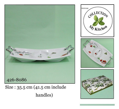 Patera taca porcelana na przekąski wzór oliwki