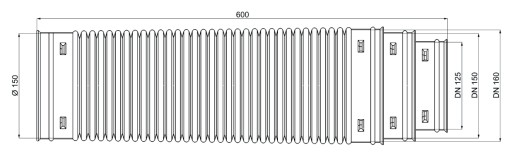 Гибкая вентиляционная соединительная труба DN 150 мм.