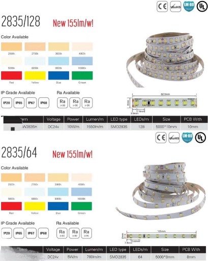 LED STRIP 2835 24V CRI80 3900LM натяжные потолки