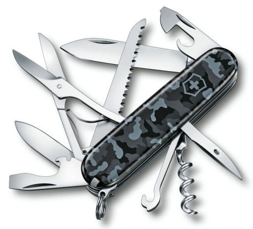 Victorinox 1.3713.942, Карманный нож Huntsman, 91 мм, 15 функций, Темно-синий камуфляж