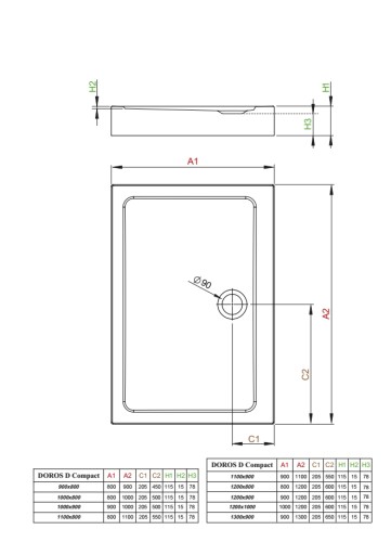 Radaway DOROS D Компактный душевой поддон 130x90