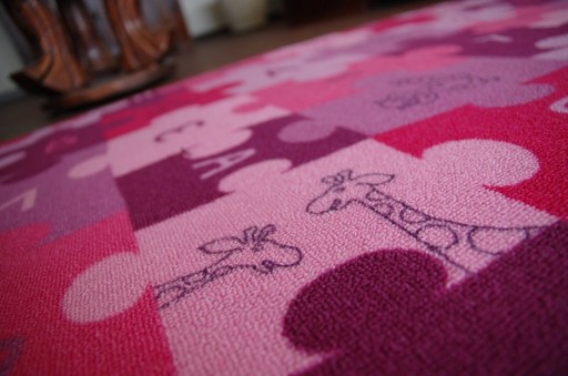 DYWAN DZIECIĘCY 60x200 PUZZLE fiolet DZIEWCZYNKI #EE1517