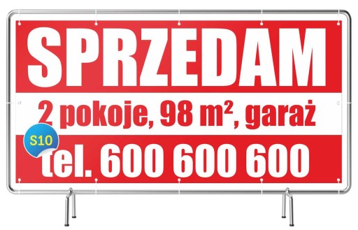 Baner reklamowy 2x1m Sprzedam Wynajmę Kupię DOM/Działkę Mieszkanie Wzory