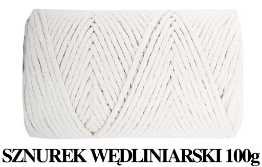 Sznur sznurek wędliniarski bawełniany dekoracyjny, śr.2mm/100g/70mb