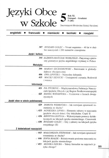 JĘZYKI OBCE W SZKOLE rocznik 1996 czasopismo naucz