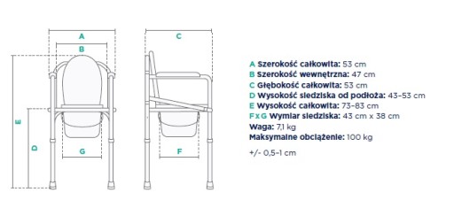 Krzesło Toaletowe SKŁADANE Przenośne WC - FS 894
