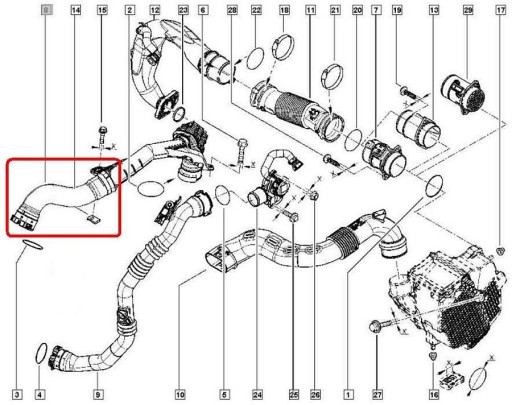 RENAULT Clio Captur 1.5 DCI TURBO ШЛАНГ ИНТЕРКУЛЕРА