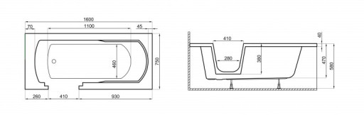 Акриловая ванна POLIMAT 160x75 VOVO WHITE HOUSING