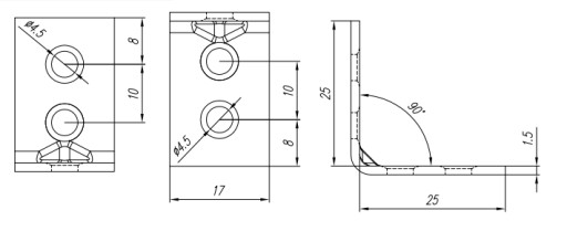 УЗКОУГЛОВОЙ СОЕДИНИТЕЛЬ В СБОРЕ KW1 25X25X17 - 50 шт.