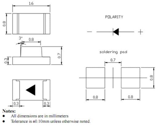 ART LED диоды SMD 0603 БЕЛЫЙ-ТЕПЛЫЙ за 10 шт.