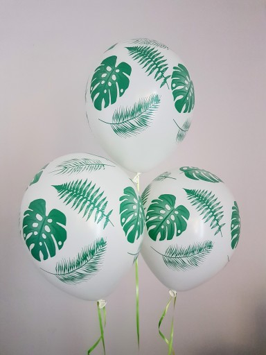 Balony monstera tropikalne liście zielone 6szt