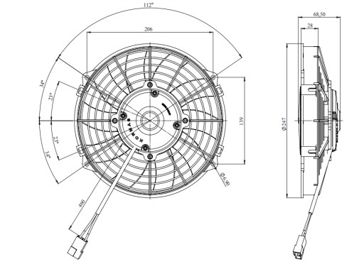 Wentylator 24V Ssący 225mm/9'' TYP SPAL VA07-BP7