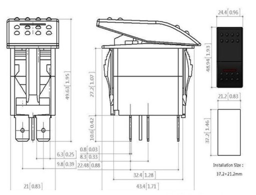 CARLING PRZELACZNIK IP68 WLACZNIK LED 12-24V 20A NIEBIESKI ENGINE STOP