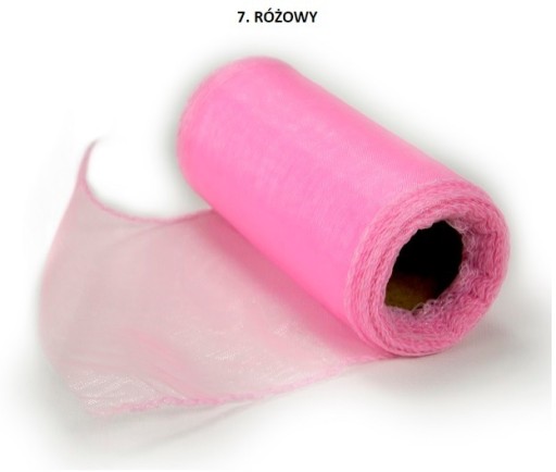 ORGANZA OBSZYTA ORGANTYNA ROLKA 19 KOLORÓW 9m/39cm