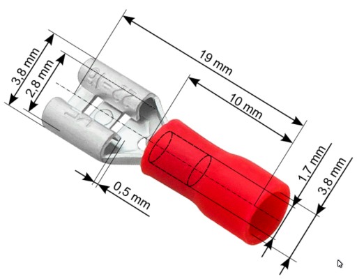 Konektor izol. płaski żeński 2,8/0,5 red 43-038