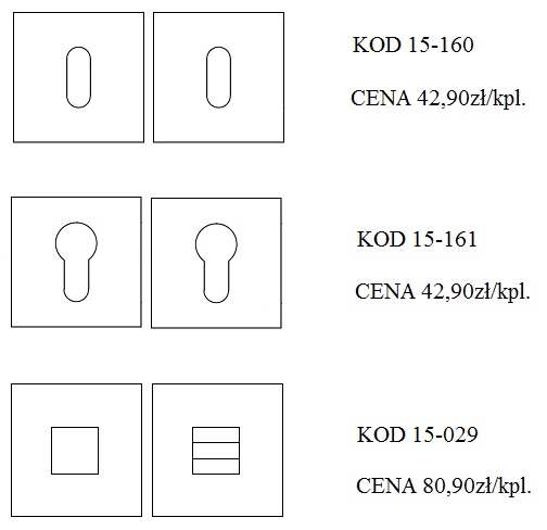 Klamka 1115 rozeta kwadratowa chrom satyna Convex