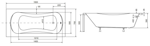 Ванна ARIA PLUS 160х70 +РУЧКИ+КОРПУС+СИФОН