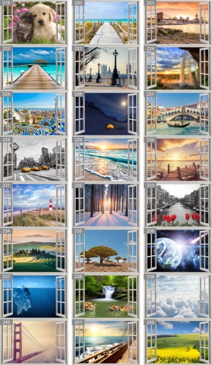 Фотообои Окно Пейзаж 3D ШАРЫ ГОРЫ 336 узоров