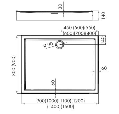 ДУШЕВОЙ ПОДДОН ПОЛЬСКИЙ АКРИЛОВЫЙ 90x80x14 см + СИФОН