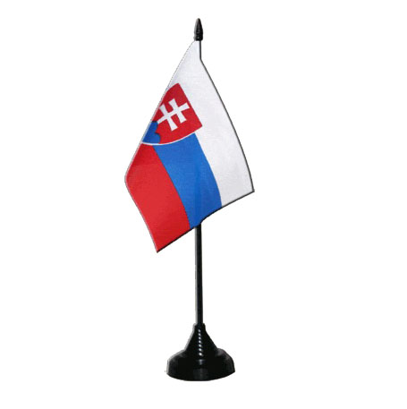 Настольный флаг Словакии 10х15 см. Подставка 30 см. Флаги Словакии.