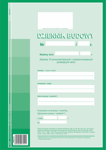 СТРОИТЕЛЬНЫЙ ЖУРНАЛ, печать А4 Emeko 012 ŁÓDŹ