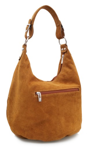 LEATHER BAG сумка замшевая на молнии V318 коньячный