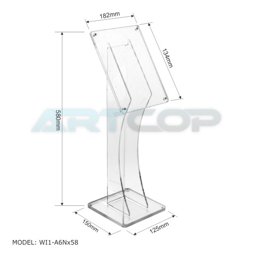 А6 - Подставка из оргстекла для буклетов с описанием, высота 58см.