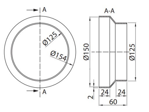 Редукция круглая 150/125 мм ВЕНТС 118