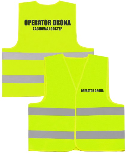 ŻÓŁTA OSTRZEGAWCZA KAMIZELKA NAPIS OPERATOR DRONA