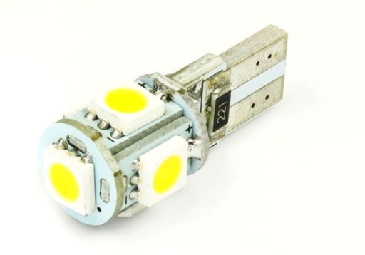 W5W T10 5 SMD 5050 CAN BUS Светодиодная лампа - теплая