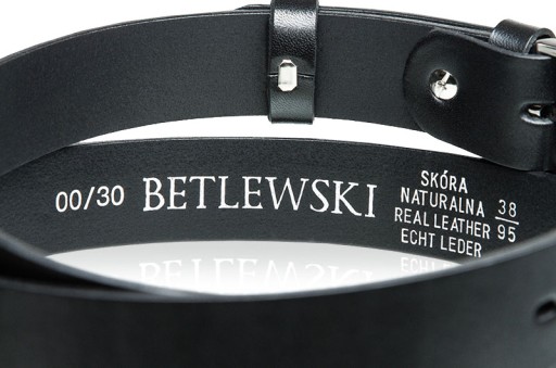 Ремень мужской BETLEWSKI Classic из кожи XXL 125, гладкий, элегантный, черный