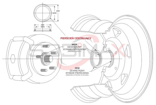 Центровочные кольца AUDI SEAT VW 65.1 57.1 ALU