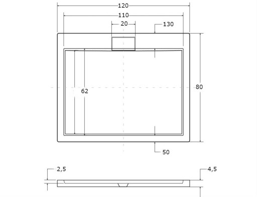 AXIM UltraSlim душевой поддон 120 x 80, белый + сифон