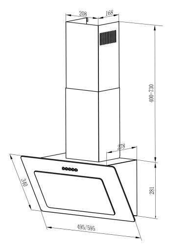 Okap kuchenny kominowy pochłaniacz do kuchni 60 cm wyciąg BT-210 czarny