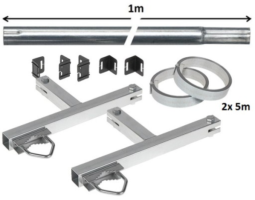 Obejma kominowa z taśmą 2 x 5m + rura maszt 1m