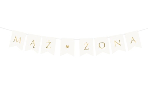Baner Mąż Żona Biały 15x110 cm ŚLUB WESELE