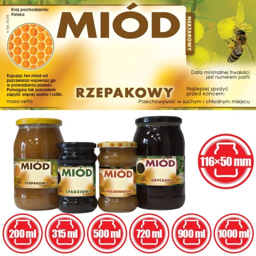 Etykiety na Miód Rzepakowy (100szt) - wzór E1226