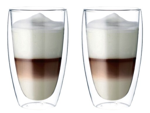 2 SZKLANKI FILIŻANKI TERMICZNE DO KAWY LATTE 380ml