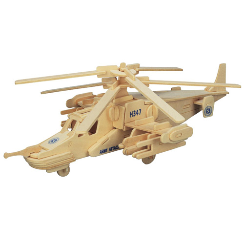 PUZZLE DREWNIANE 3D HELIKOPTER KA-50 ŚMIGŁOWIEC