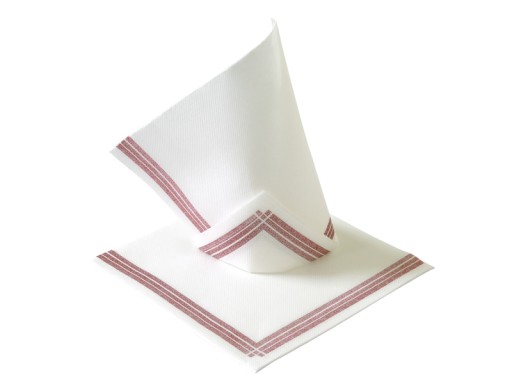 SERWETKA TENDANCE 38X38 BIAŁE Z BORDO 50SZT.