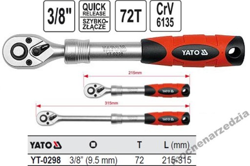 Grzechotka teleskopowa 3/8'' 215-315mm YATO