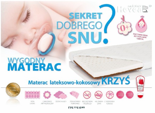 Materac lateksowo-kokosowy Hevea Krzyś 120x60 Aloe