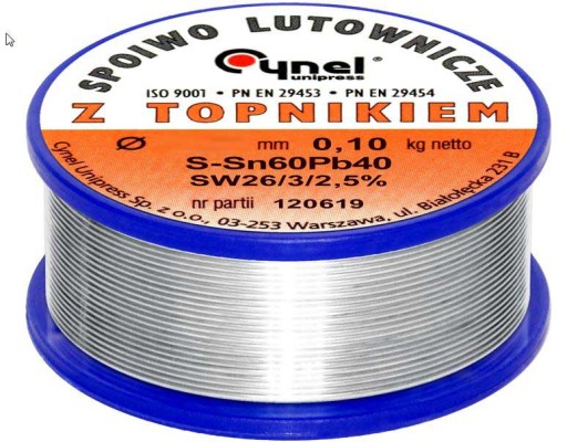 SL090-010 CYNA-spoiwo Sn60Pb40 grubość 0.90mm 100g