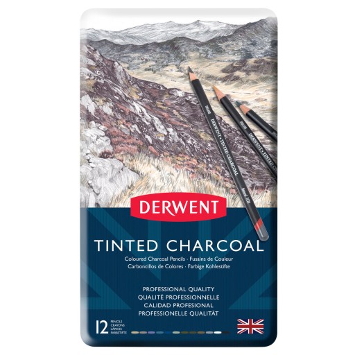 DERWENT Charcoal. Kolorowy węgiel w kredce 12 szt.