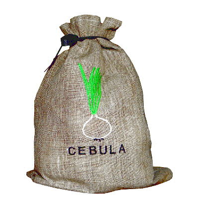 Worek lniany na cebule warzywa haft 25x40 cm