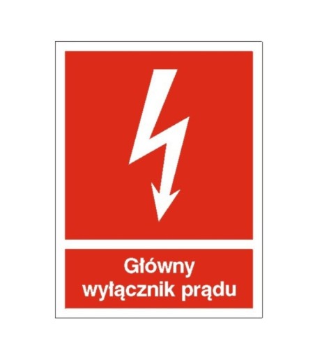 Znak ppoż. Główny wyłącznik prądu 15x20 płyta FOTO