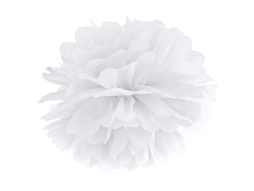 Pompon bibułowy 25cm biały 1szt pp25-008