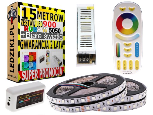 15m ZESTAW Led SMD 5050 Taśma RGB 900 diod PREMIUM